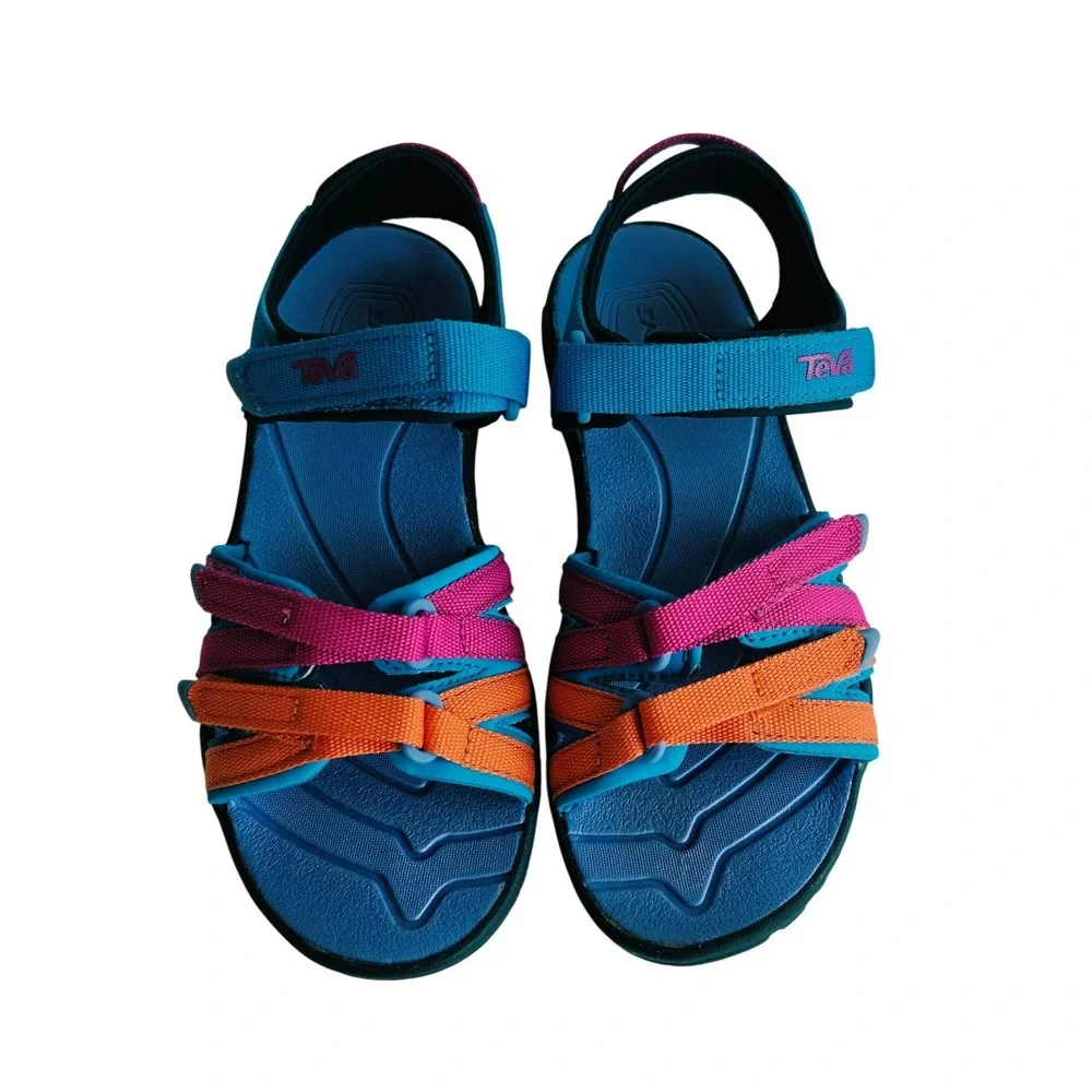 Teva Tirra Sandals Kids Size 1 Blue Rose Multi Excellent Sporty Strappy Outdoor